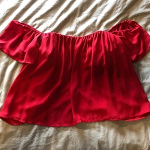 Honey Belle Red Off the Shoulder Flowy Top